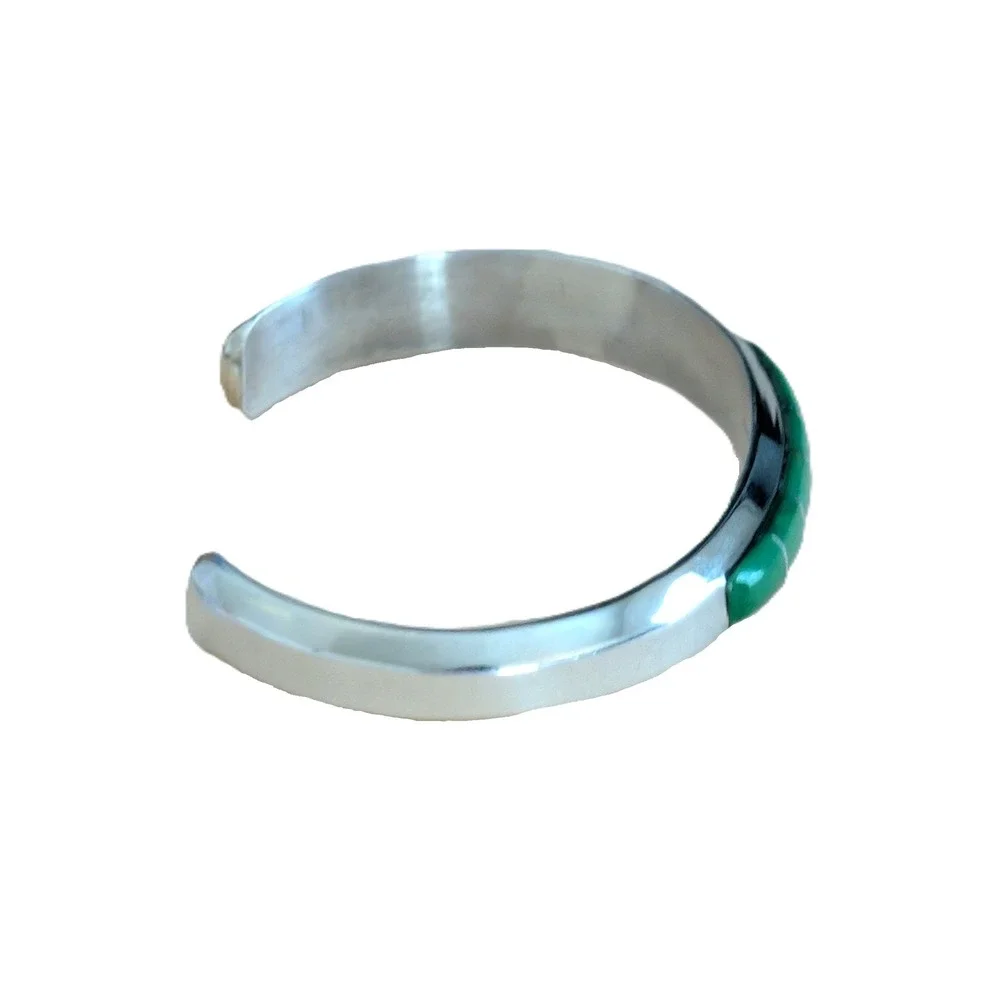 Native American Gaspeite Inlay Cuff‎ Bracelet Navajo Jewelry Size 6.5in**